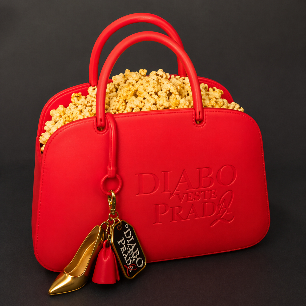 Balde Pipoca Bolsa Luxo Vermelha O Diabo Veste Prada Presente Criativo + Chaveiro