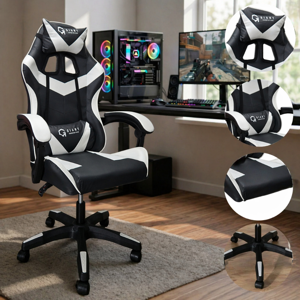 Cadeira Gamer Profissional Ergonômica Reclinável 150° Conforto Premium Suporta 200kg + Apoio Lombar