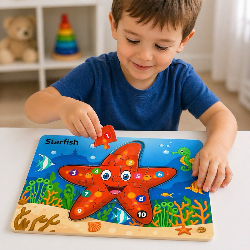 Quebra-Cabeça Infantil de Madeira Educativo Colorido Brinquedo Montar Criança