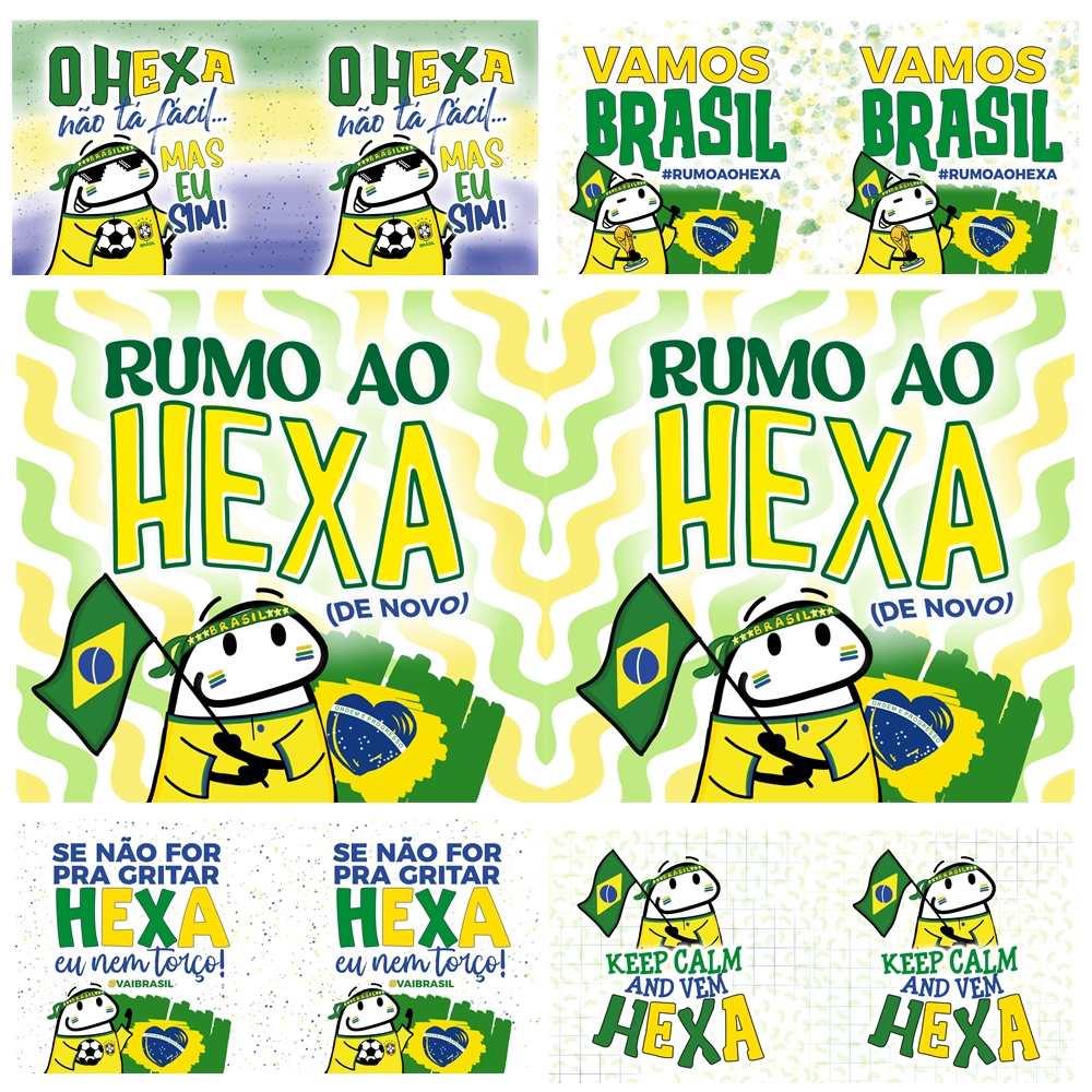Arte Impressa Flork Copa do Mundo | Imagens prontas para estampar Canecas | Seleção Brasileira | Sublimação | Kit 1