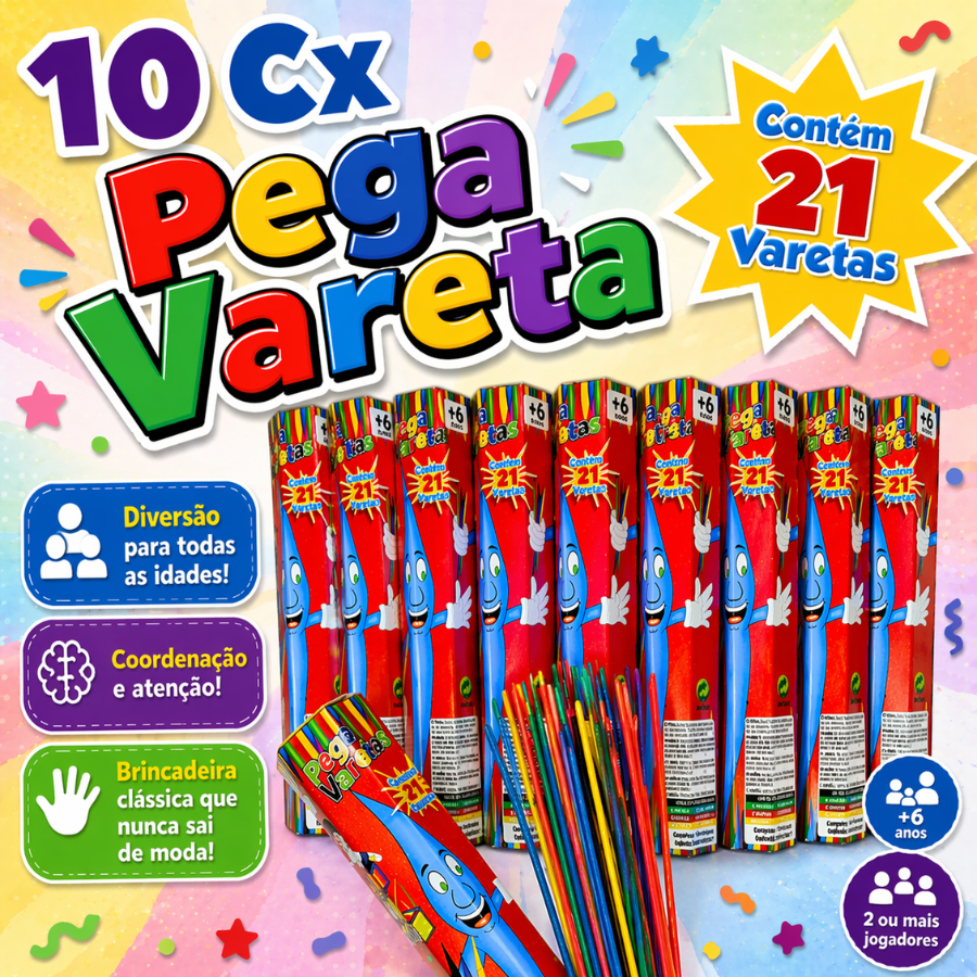 10 Jogo Pega Vareta Brinquedo p/ Kit Festa Infantil Lembrancinha Prenda Educativo Infantil