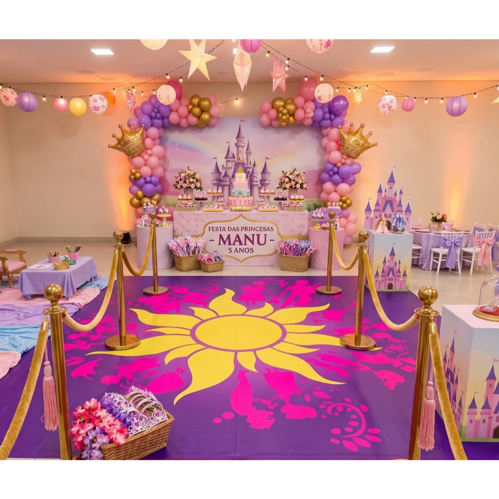 Tapete em lona Pista dança/decoração festa/Enrolados/Rapunzel/Sol/Moana/praia/campo/quadriculado/asfalto