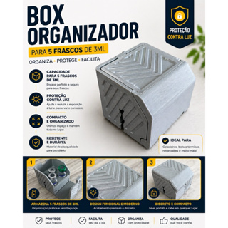 Box Organizador para Frascos 3ml | Porta Vial para 5 Frascos | Protetor de Luz para Geladeira em Oferta na Shopee