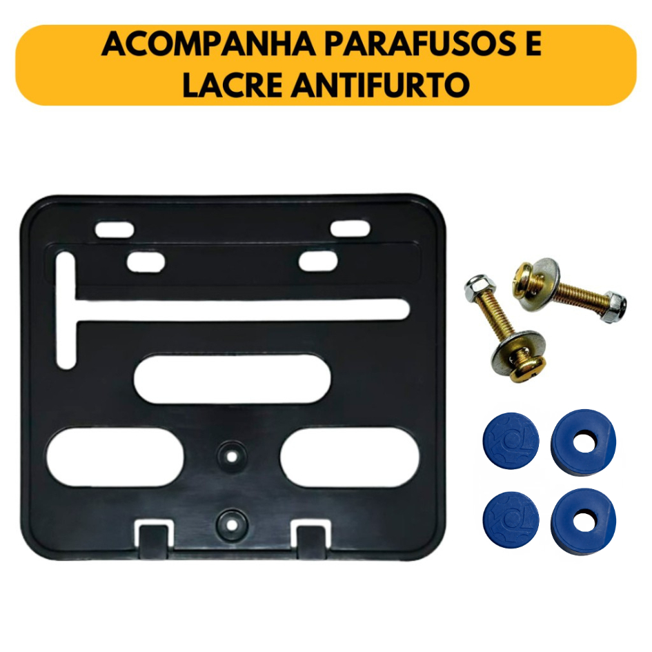 Suporte Protetor Placa de Moto Modelo Novo Acompanha Parafusos E Lacres Antifurto Material Plástico