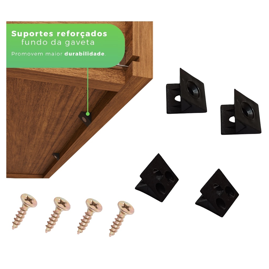 Kit 20 Reforços de Fundo de Gaveta - Cunha Triangular com Aba de Encaixe + Parafusos Inclusos