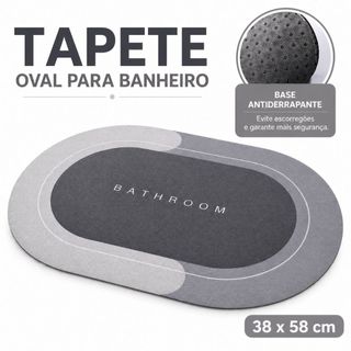 Tapete Banheiro Antiderrapante Oval 38x58 cm Macio Lavável Secagem Rápida Confortável Cores Sortidas