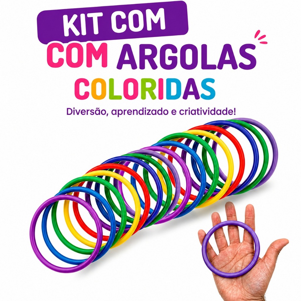 Kit Argolas Coloridas para Arremesso Festa Junina Jogo Brincadeira Infantil Prendas