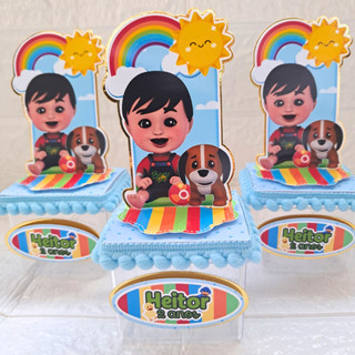Lembrancinha para Bento e totô | Caixa acrílica 6x6 personalizada do bento e totô | festa aniversário Bento e Totô