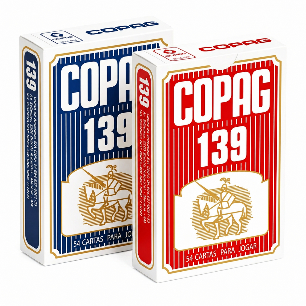 2 Baralhos Copag 139 Azul e Vermelho Naipe Classico 54 Cartas Alta Qualidade Jogos - Primeira Linha