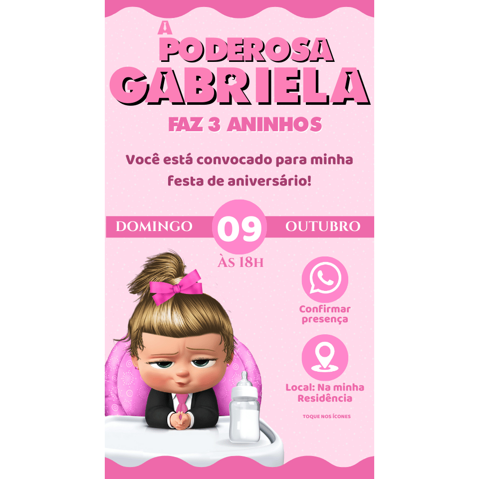 Convites Personalizados Aniversário Poderosa Chefinha (arte + físico)