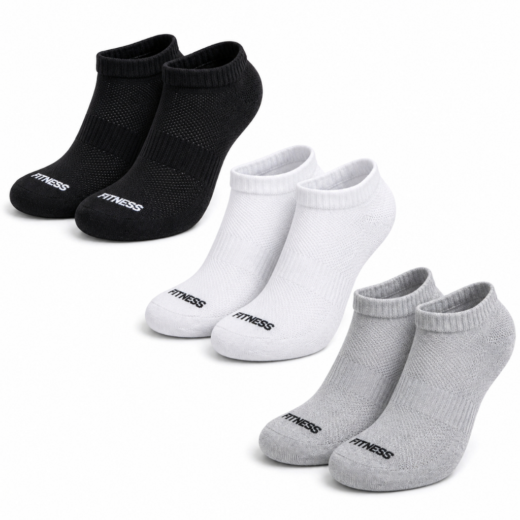 Kit 3 Pares Meia Soquete Cano Curto Invisível Dry FIT Tecido Respirável Corrida Treino Academia