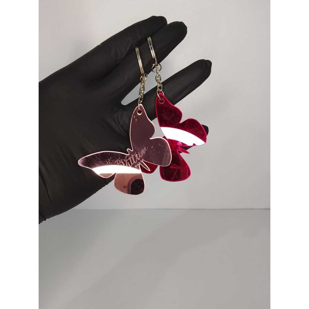 50 Unidades Chaveiro Borboleta Acrílico Espelhado Personalizado ou liso Brinde Lembrancinha Atacado