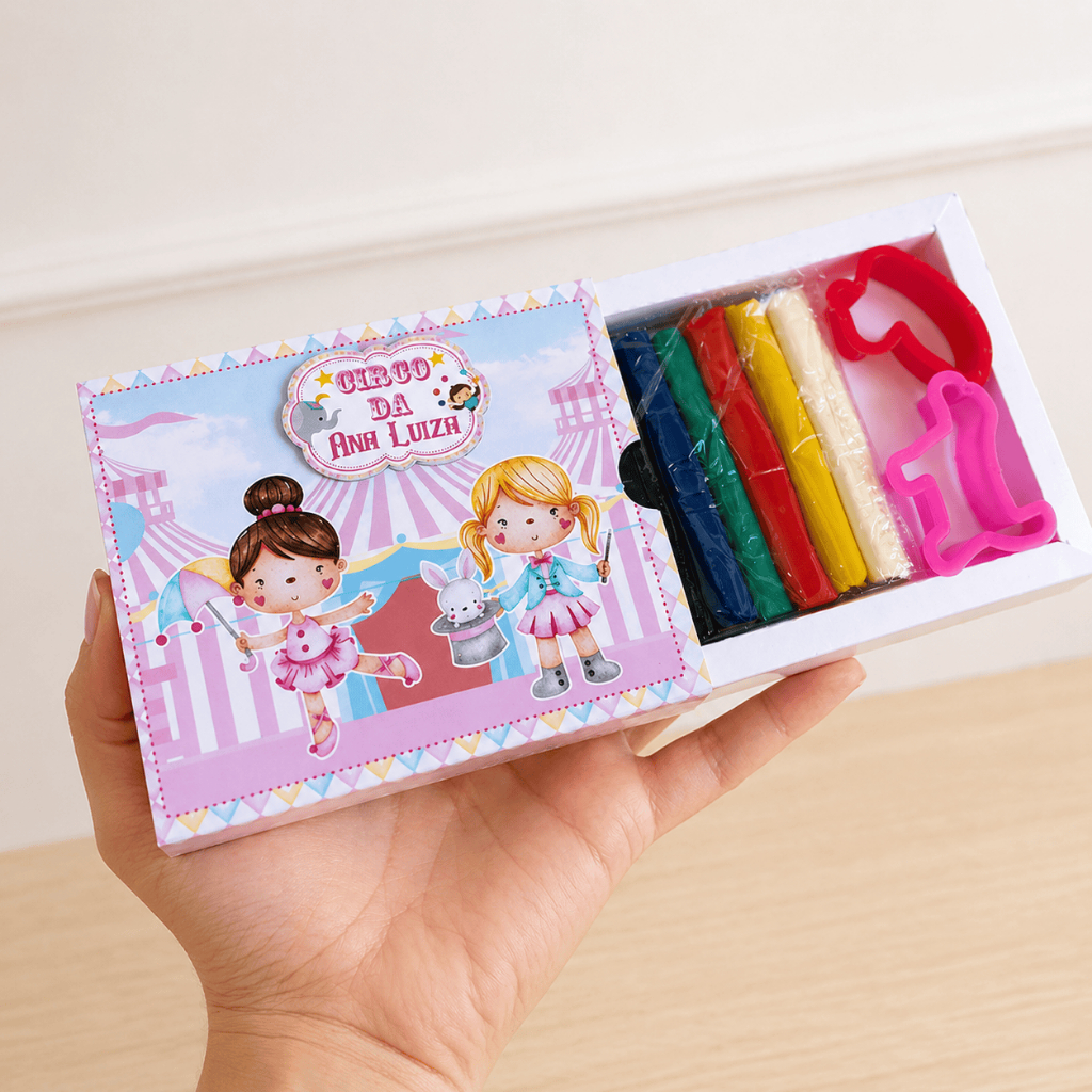 Kit Colorir Circo Personalizado Infantil | Lembrancinha Festa | Massinha + Forminhas