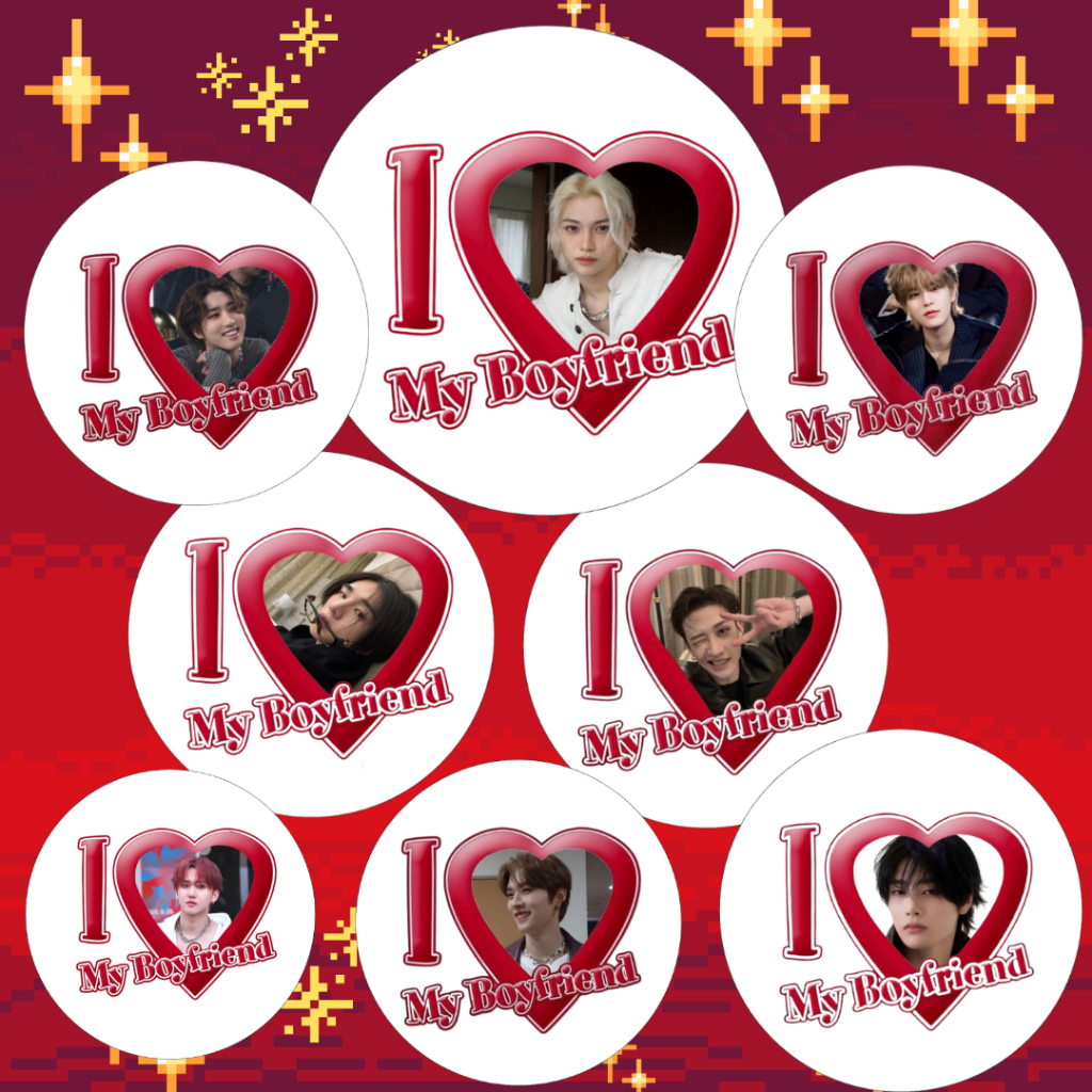 BOTTON COLEÇÃO STRAY KIDS I LOVE MY BOYFRIEND - Bottons 4,5 cm KPOP - Boton - Broche alfinete - Pin
