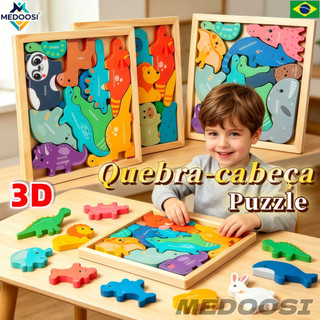 MEDOOSI Quebra-Cabeça 3D Educativo | Jogo Madeira Montessori de Encaixe para Bebê/Criança…