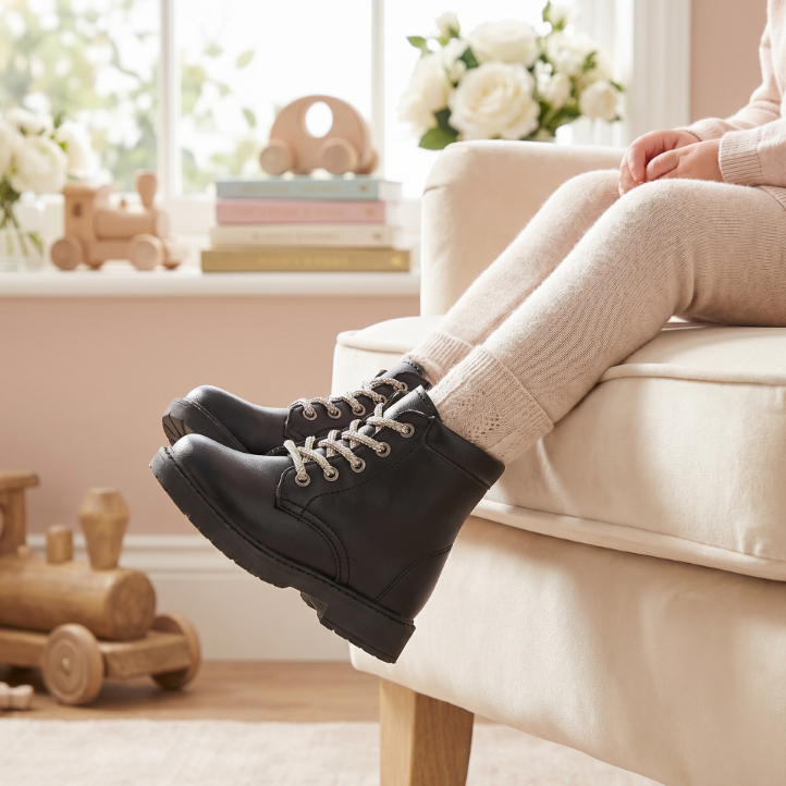 Bota Feminina Coturno Infantil Confortável Leve Cano Curto Medio Brilho Tratorada Moda Blogueira