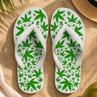 Chinelo 420 marijuana BRANCO Verdinha unissex