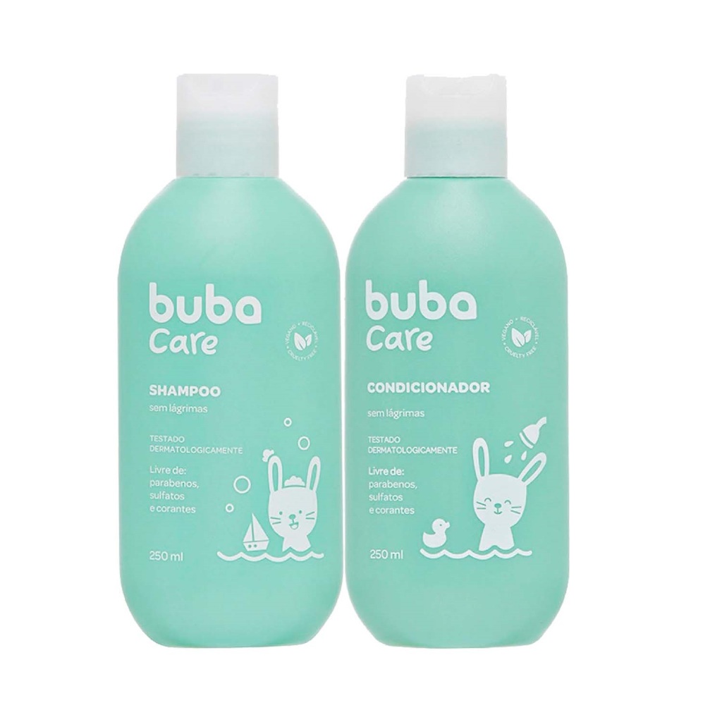 Kit Banho Bebê Infantil Shampoo Condicionador 250ml  Sem Lágrimas Buba Care