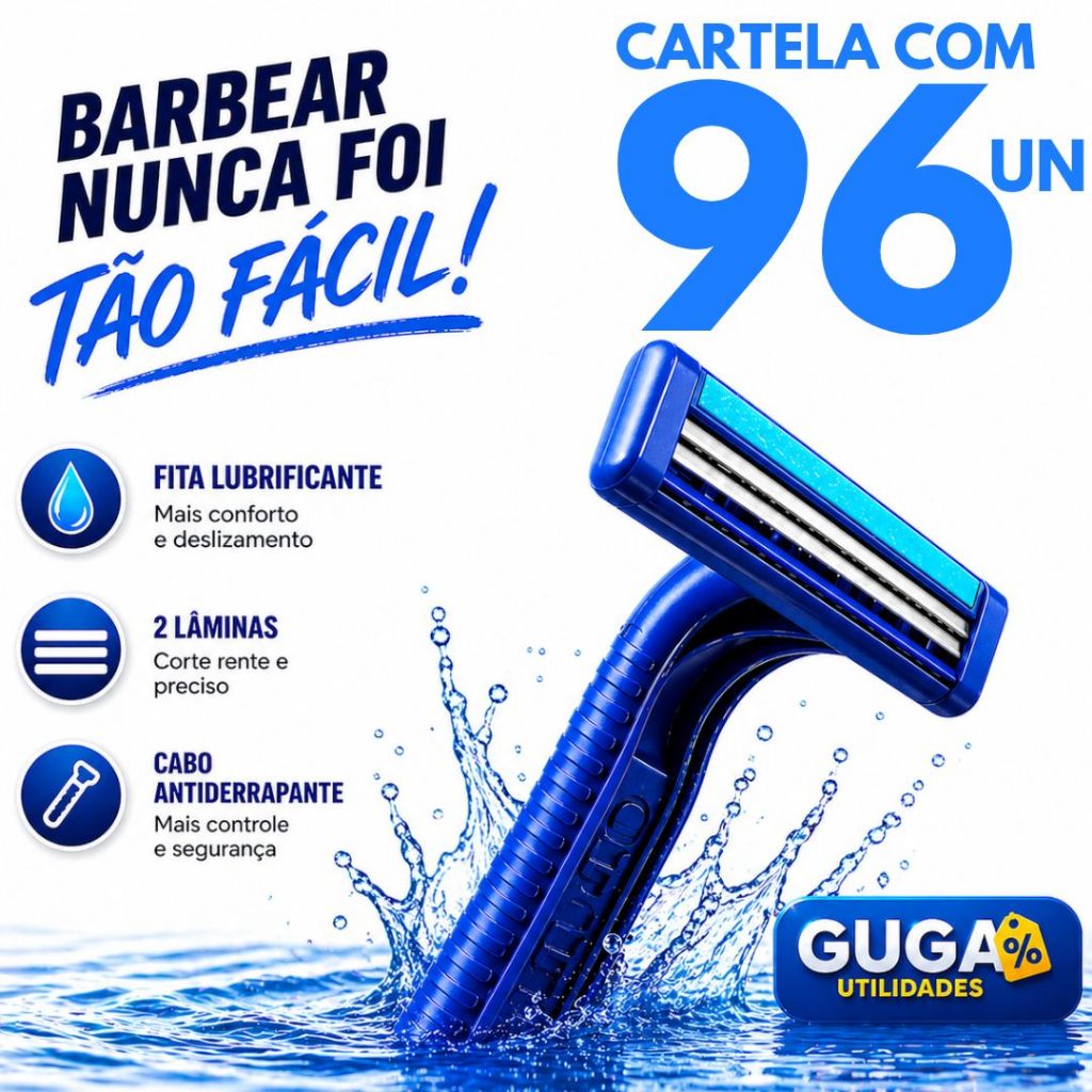 Jogo 96 Aparelho De Barbear Barbeador Descartável Com 2 lâmina Com Fita Lubrificante