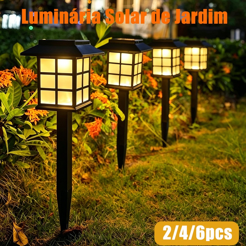 Kit 2/4/6pcs Luminária Solar de Jardim Espeto LED À Prova D'água Decorativa para Gramado e Caminho