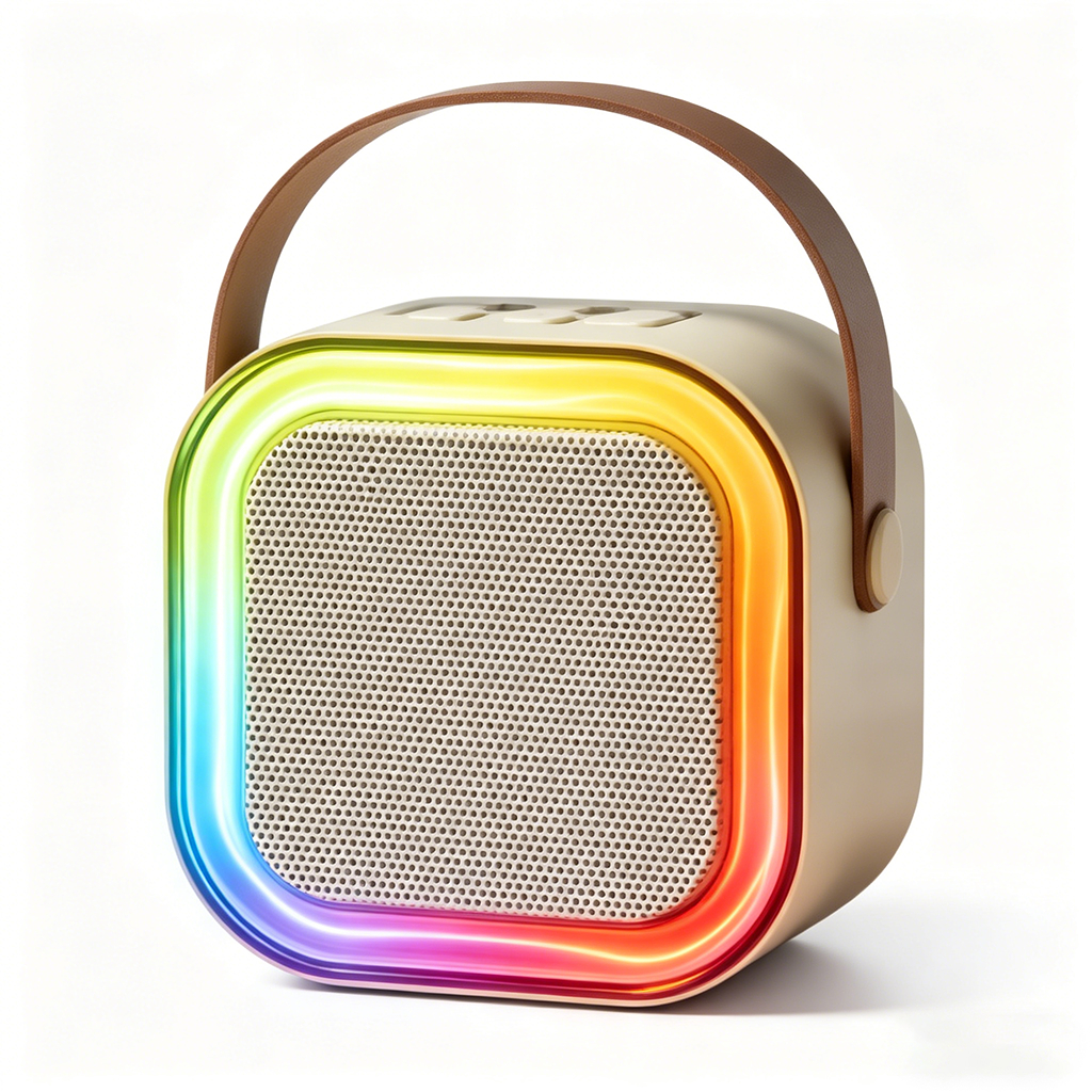 Caixa de Som Karaokê Bluetooth K12 | Microfone Incluso + Luz RGB, Portátil Mini para Uso em Casa & Viagens