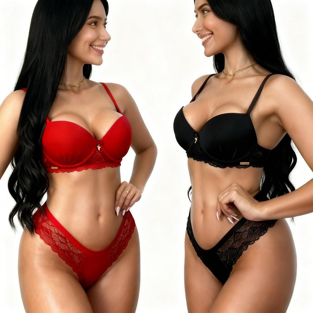 Kit 2 Conjunto Lingerie Feminino com Bojo Microfibra e Renda – Sutiã Push Up e Calcinha Confortável