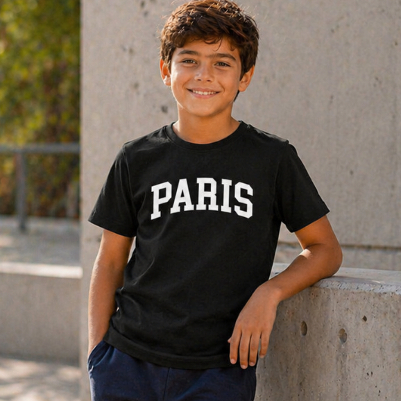 Camiseta Infantil Básica Paris Verão Roupa Infantil Camiseta Masculina