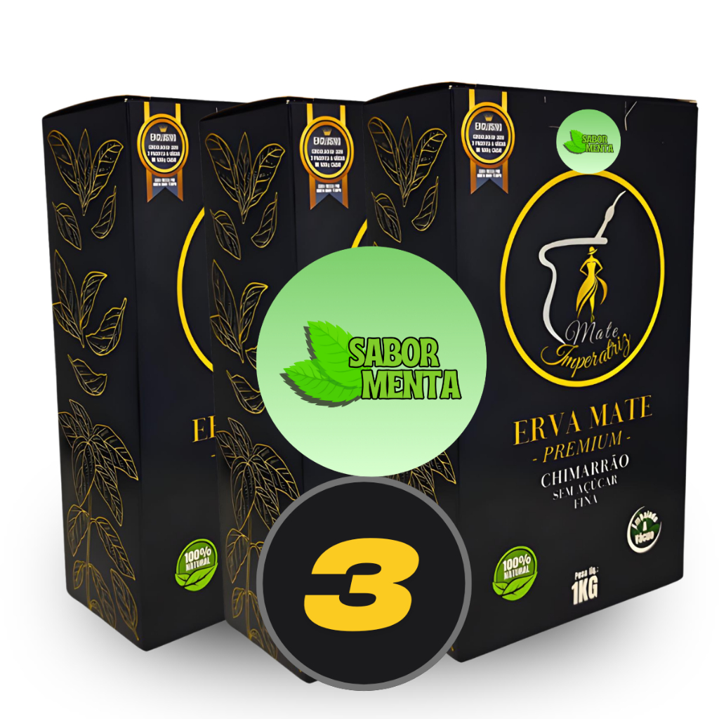 Erva Mate Imperatriz 3 Kilos Kg Sabor Menta A Vácuo Chimarrão Fina Fresca