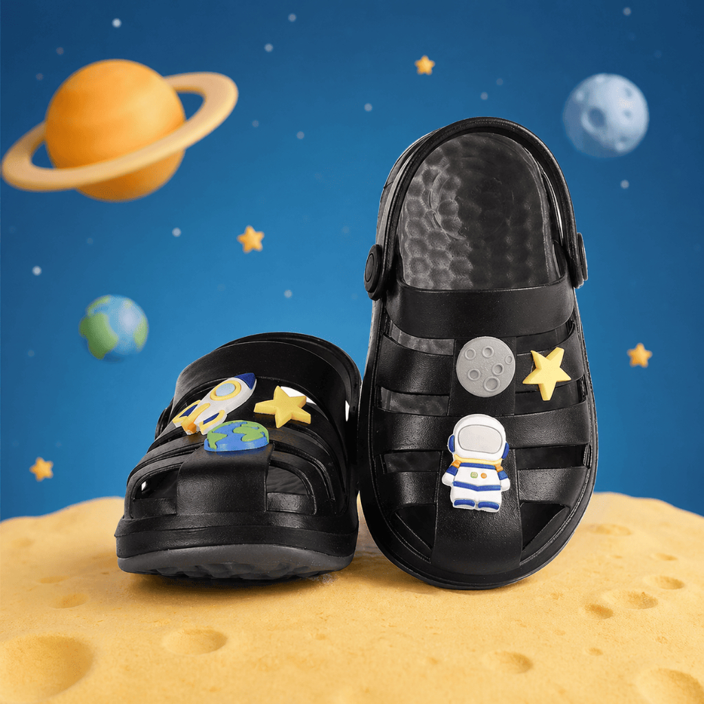 Imagem Babuche Sandália Infantil Menino Bebe Astronauta EVA Macio Leve Confortável Foguete Antiderrapante