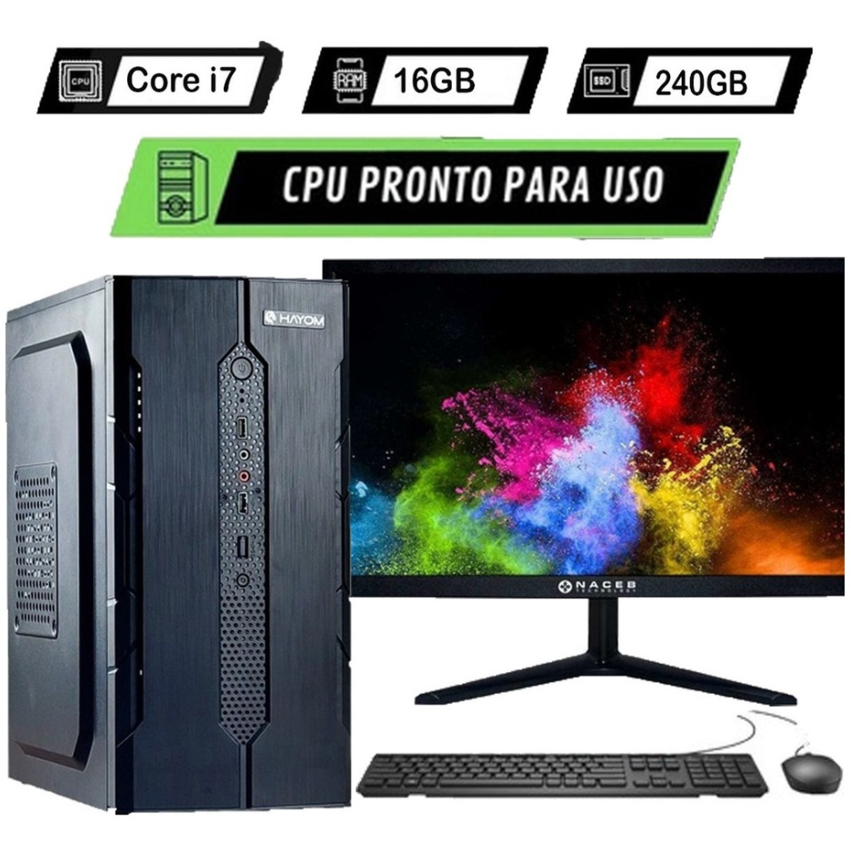 Computador Completo I7 + 16gb Memória + 240gb Ssd Monitor 19" + Windows 11 pro