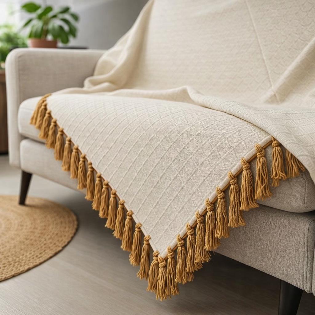 Manta Decorativa Com Franja Para Sofa Sala Cama 160x160cm Texana