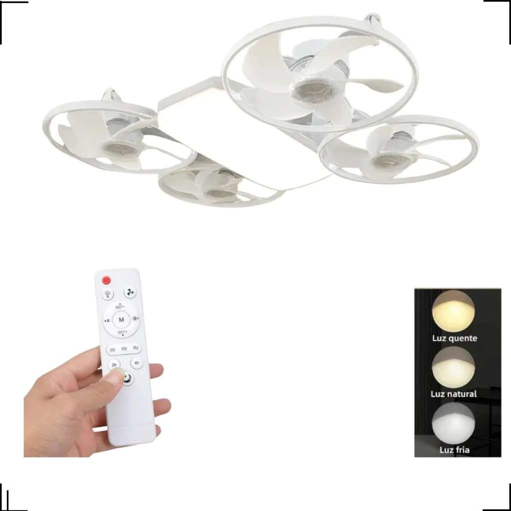 Ventilador De Teto Silencioso De 3 Modos Com Lâmpada Drone Led — imagem 2 de 2