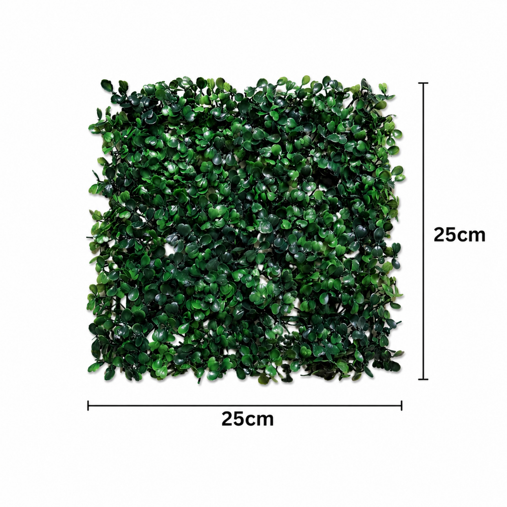 Placa de Buchinho/Buxinho Artificial 25x25cm para Decoração de Parede, Jardim Vertical e Muro Inglês