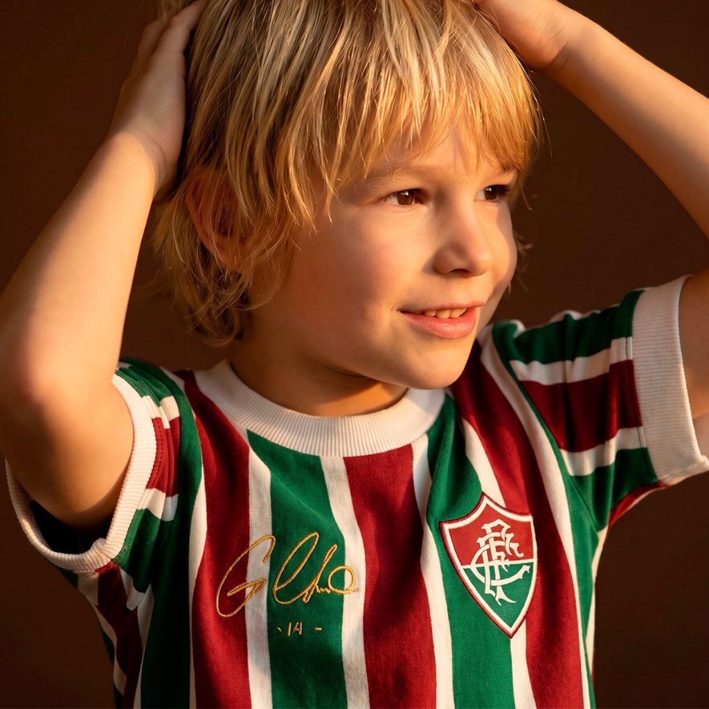 Camisa Fluminense Retrô Cano Juvenil Infantil Unissex Oficial