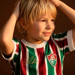Camisa Fluminense Retrô Cano Juvenil Infantil Unissex Oficial