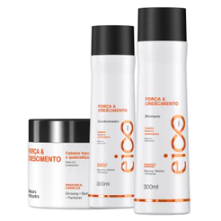 Kit Eico Pro Força Crescimento Fortalecimento Antiqueda Antiquebra Shampoo Condicionador Máscara