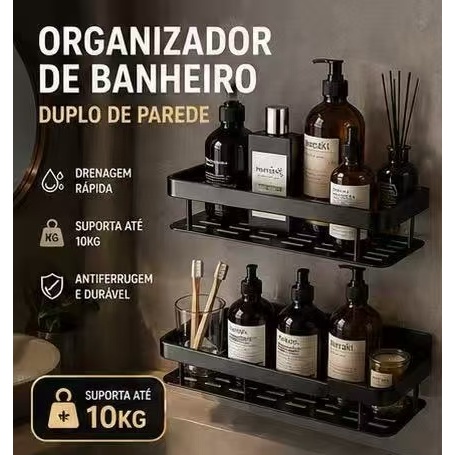 Organizador de Parede Duplo Premium para Banheiro