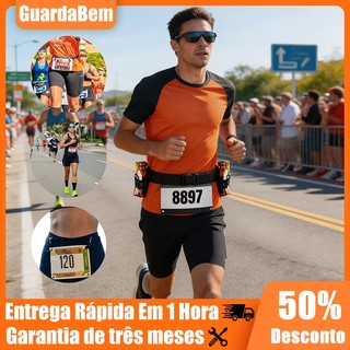 Cinto Porta Número Para Corrida Triathlon Ciclismo Carbo Gel Carb Up Elástico Refletivo