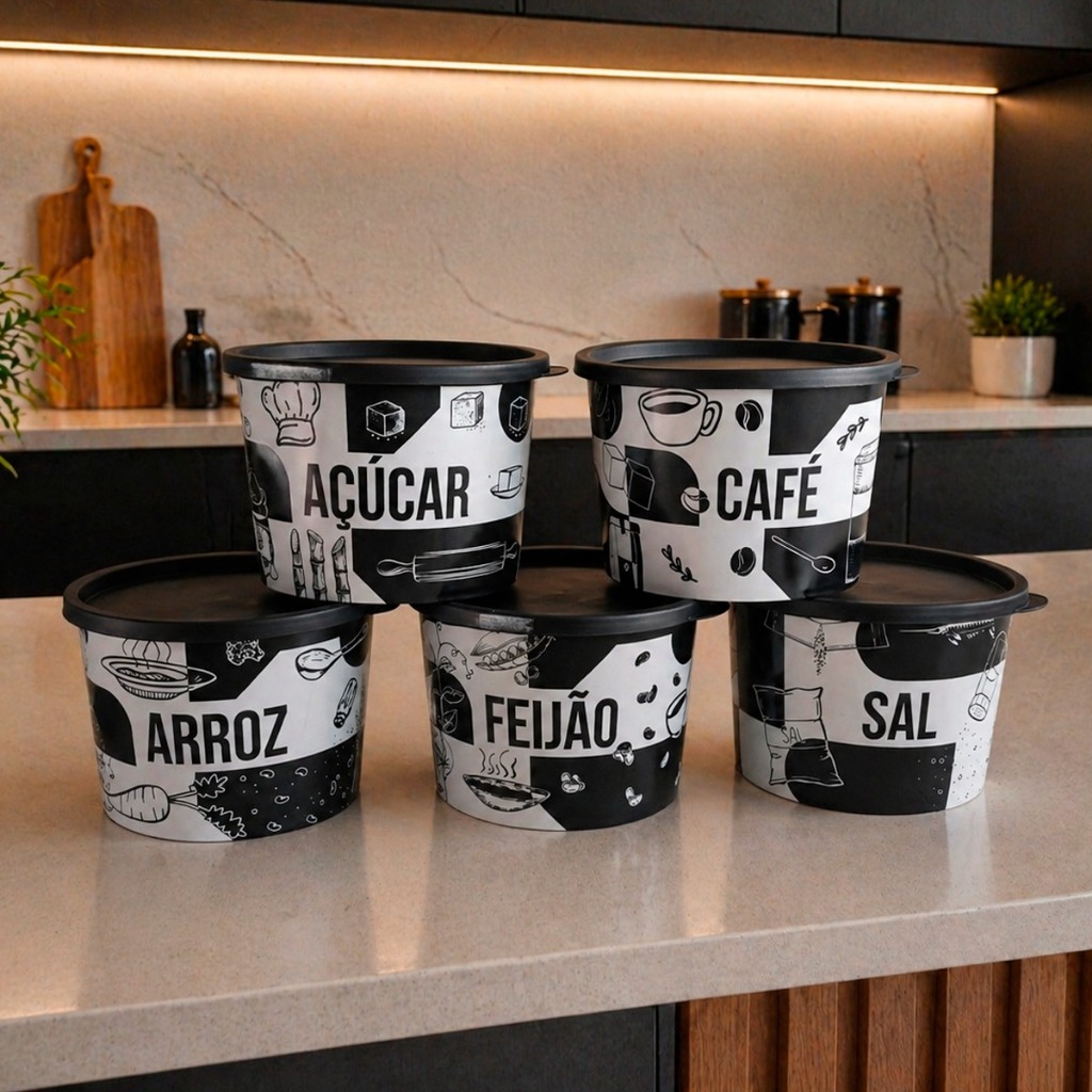 Jogo Porta Mantimento Conjunto 5 Peças Com Tampa 1,5 LT