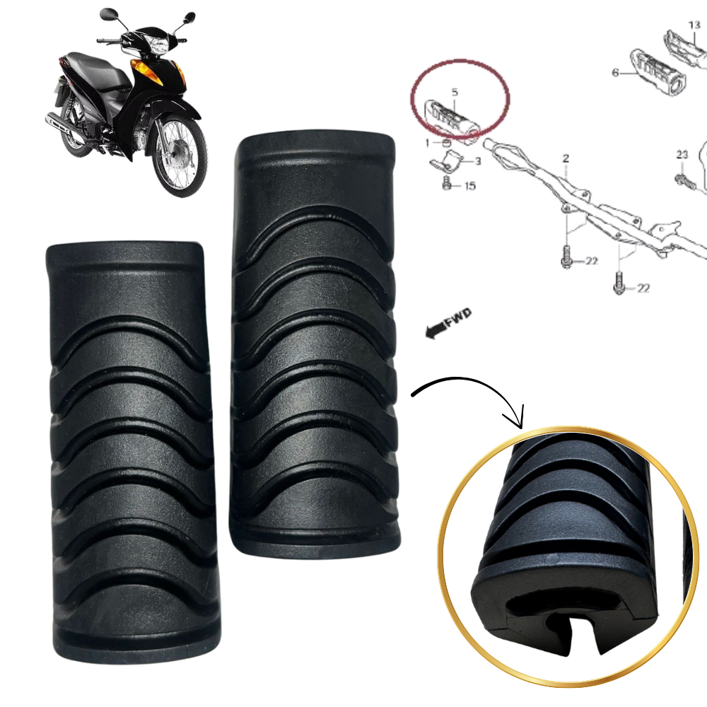 Par de Borracha Estribo Pedaleira Para moto Honda Biz 125; pop 100 Alta Qualidade