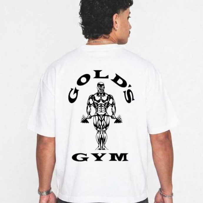 Camiseta Masculina Oversized Treino Academia Bodybuilder Camisa OldSkool Gold Gym Maromba
