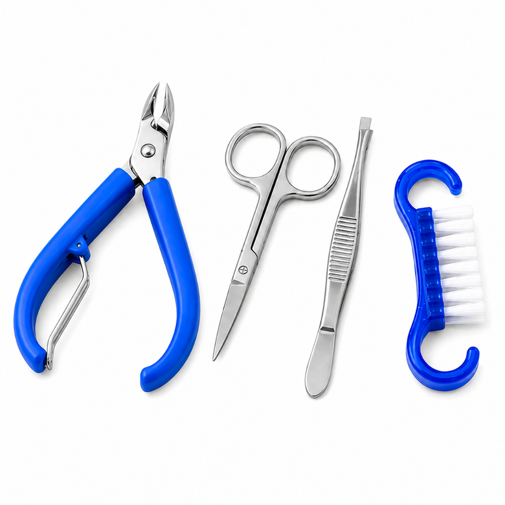 Kit Manicure Completo 4 Peças Alicate Tesoura Pinça Escovinha Unha Profissional