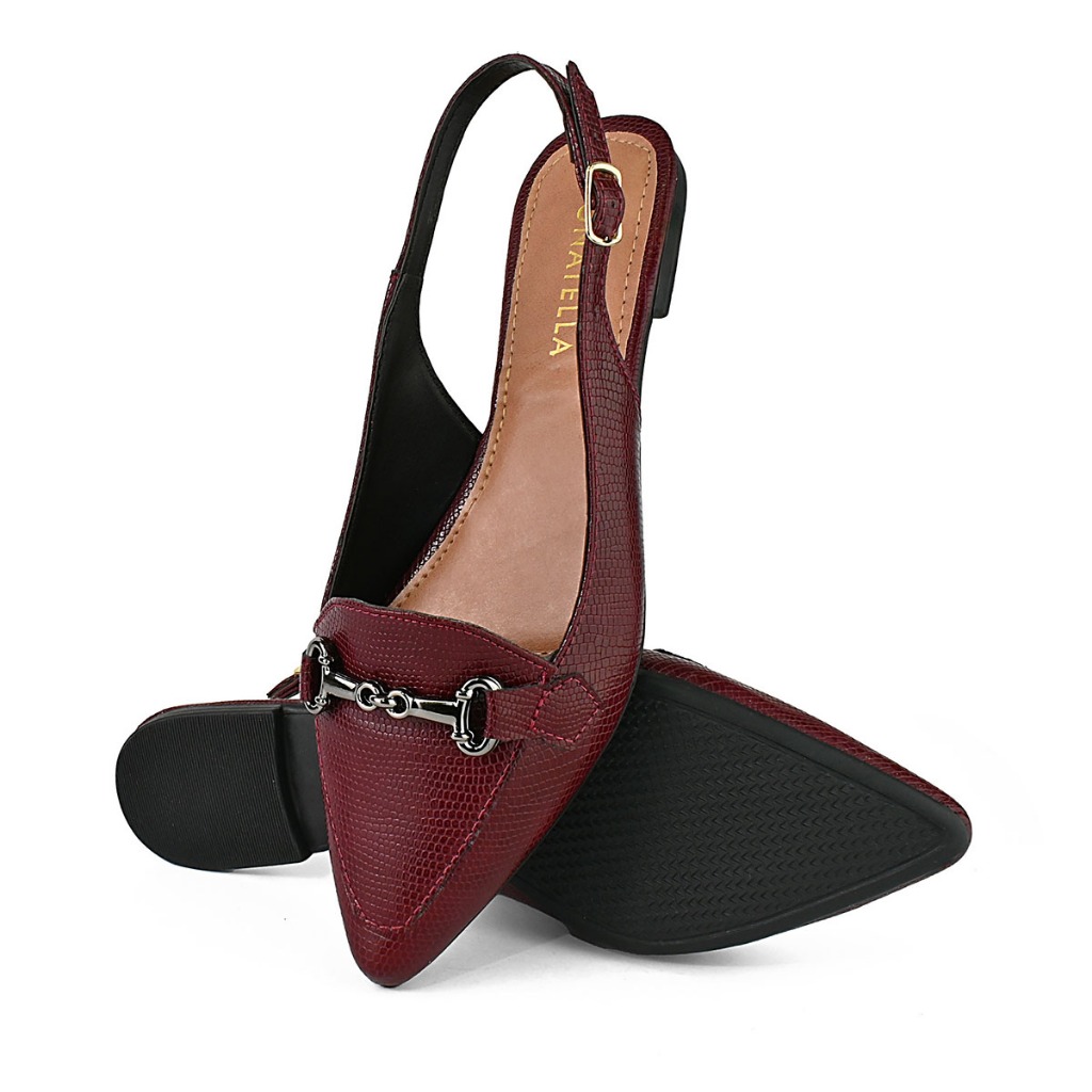 Sandalia Rasteira Bico Fino Slingback Feminina Sapatilha Mule DONATELLA Trabalho Dia a Dia Social Original Fivela
