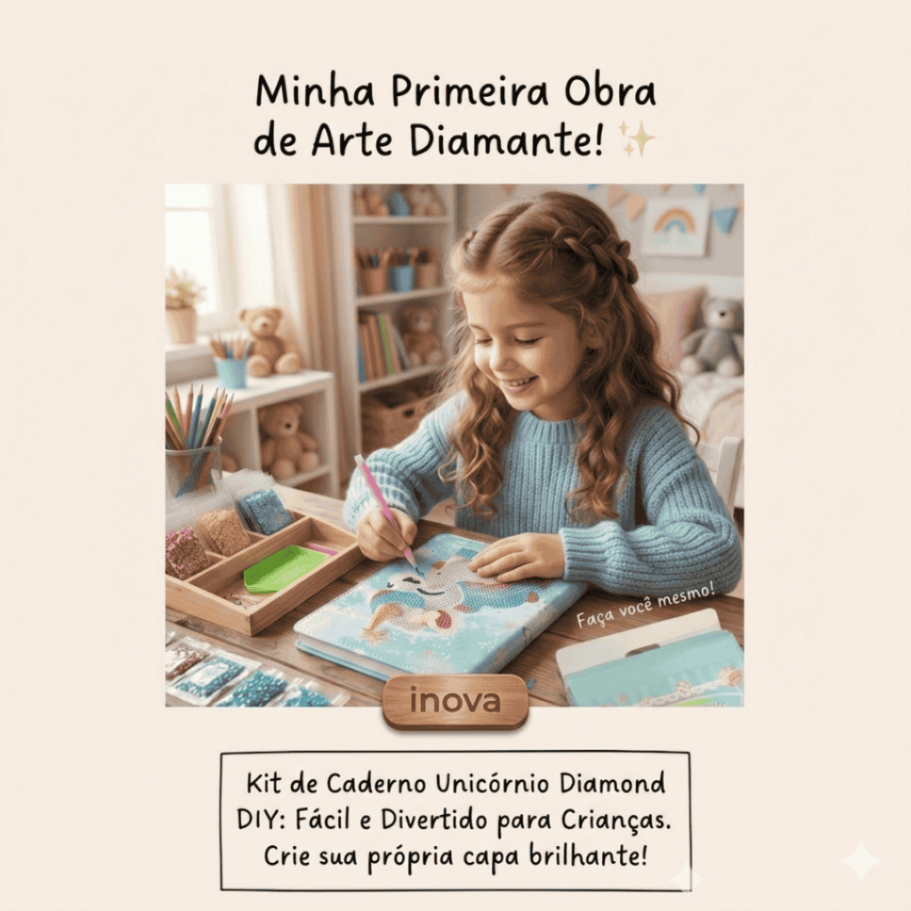 Livro Pintura Diamante Unicórnio DIY Personalize Com Pedrinhas Brilhantes Kit Arte Infantil Fofo — imagem 2 de 2