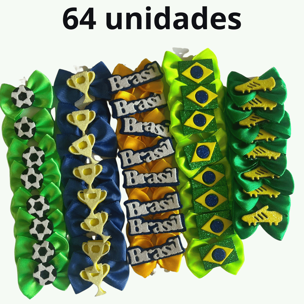 Laços Pet copa do mundo Kit 32/64 unidades Festa Comemoração Lacinho Cachorro Pet