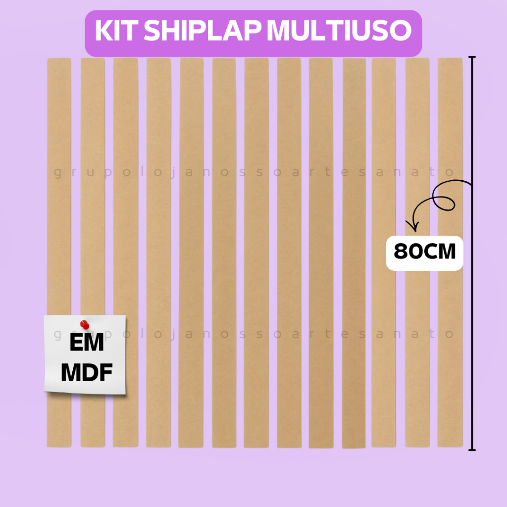 Kit MDF Cru 80x5cm Shiplap Ripas Decoração Parede Painel Ripado Móveis Multiuso