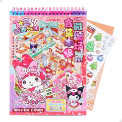4 Cenários 3D Adesivos + 4 Desenhos Aquarela Com Pinça E Pincel Turma Da Hello Kitty Infantil