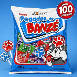 Pirulito Pegadas do Banzé Florestal 400g Com 100 Unidades Para Festa e Lembrancinhas