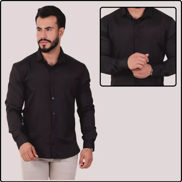 Camisa Social Masculina Manga Longa Slim Premium Lisa Formal Trabalho Escritorio Confort Leve