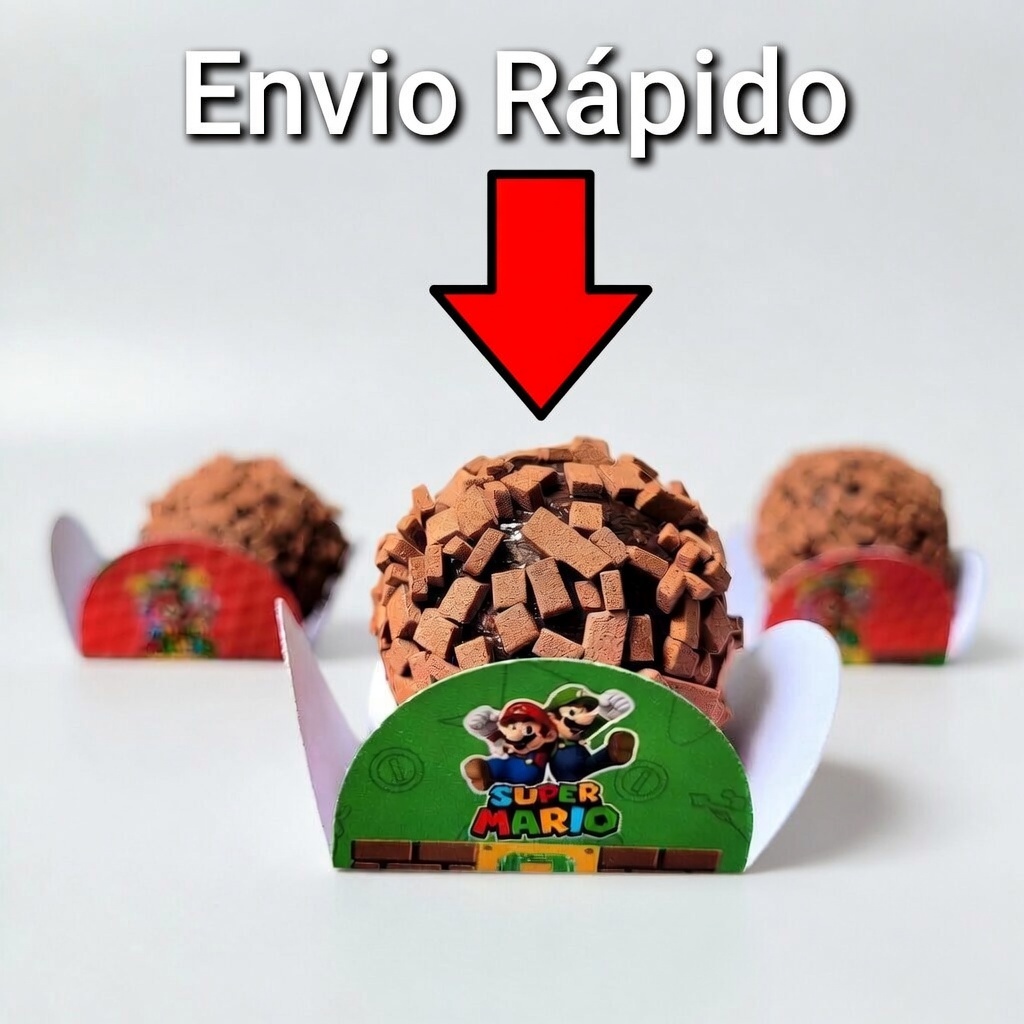 Forminhas p/Doces Super Mário Bros/Forminha de Brigadeiro/Docinhos p/Festa de Aniversário Infantil/4 Petálas/